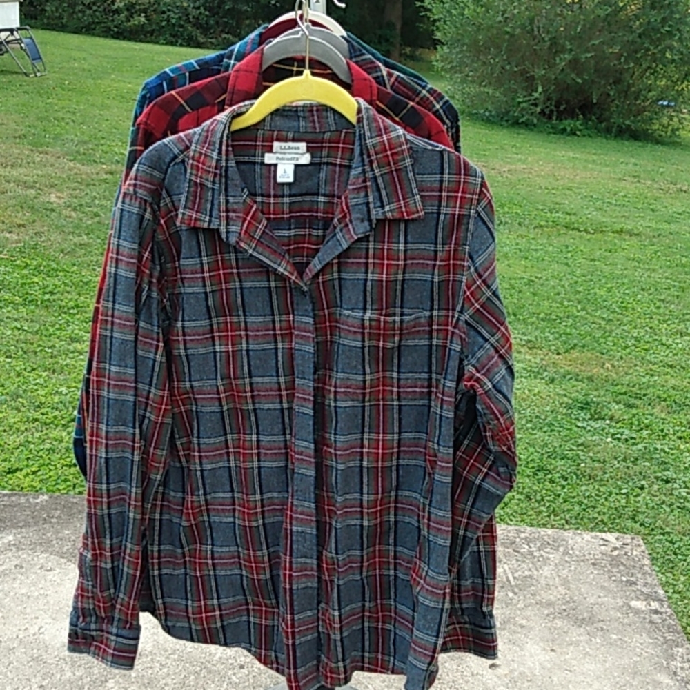 Ll bean scotch plaid flannel shirt relaxed l